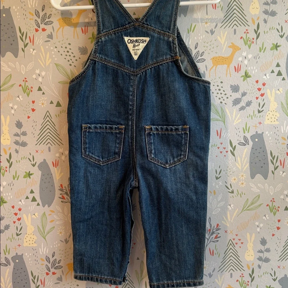 Oshkosh Baby B’gosh 6 Mo Butterfly Heart Embroidered 100% Cotton Denim Overalls
